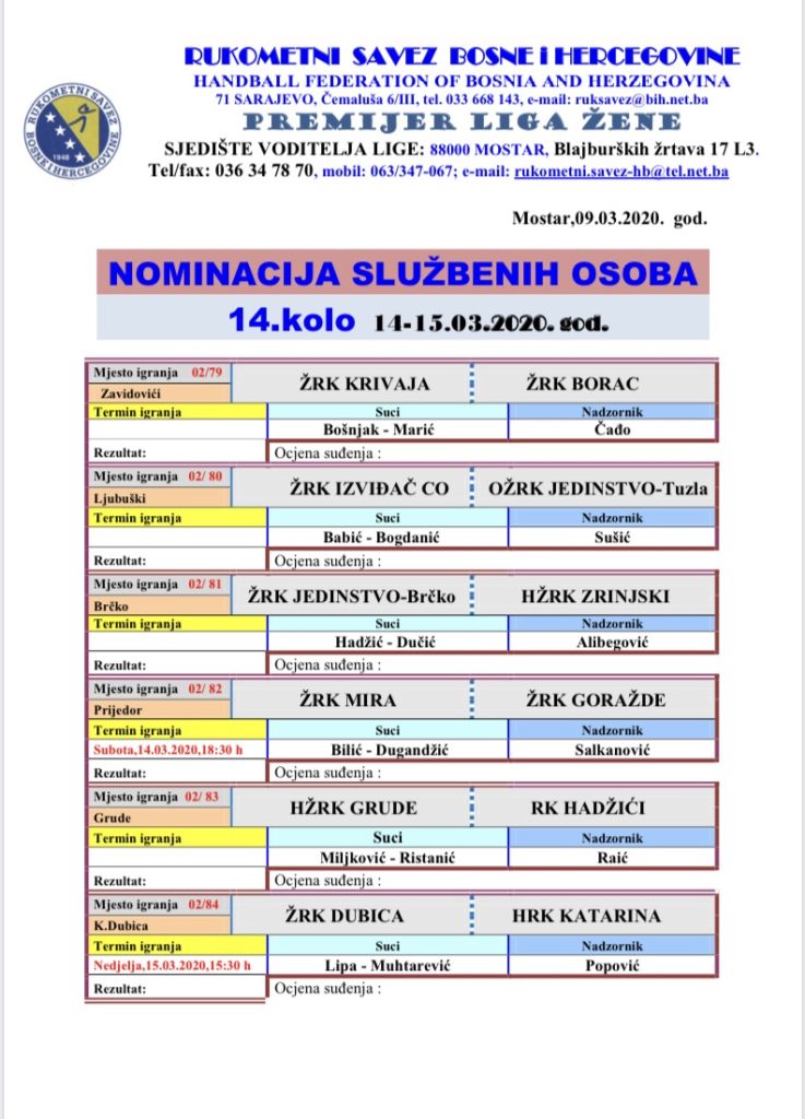 Nominacija službenih osoba PL BiH za žene