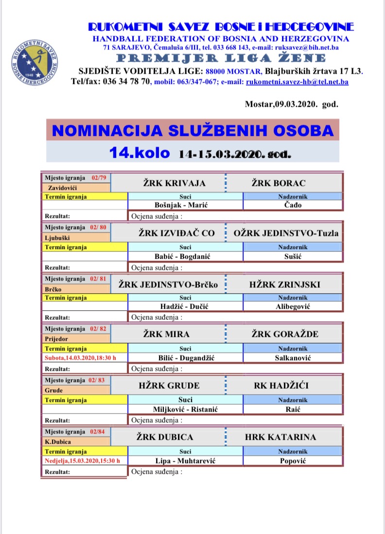 Nominacija službenih osoba PL BiH za žene